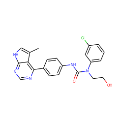 Cc1c[nH]c2ncnc(-c3ccc(NC(=O)N(CCO)c4cccc(Cl)c4)cc3)c12 ZINC000299870082