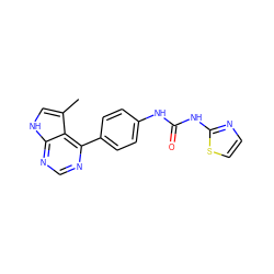 Cc1c[nH]c2ncnc(-c3ccc(NC(=O)Nc4nccs4)cc3)c12 ZINC000141065545