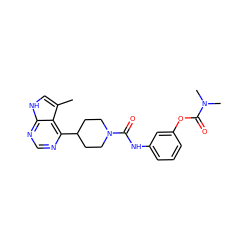 Cc1c[nH]c2ncnc(C3CCN(C(=O)Nc4cccc(OC(=O)N(C)C)c4)CC3)c12 ZINC000299837727