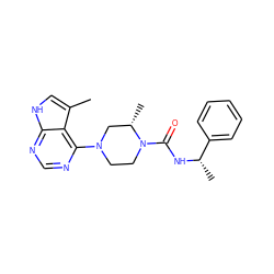 Cc1c[nH]c2ncnc(N3CCN(C(=O)N[C@@H](C)c4ccccc4)[C@@H](C)C3)c12 ZINC000299837064