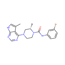 Cc1c[nH]c2ncnc(N3CCN(C(=O)Nc4cccc(Br)c4)[C@@H](C)C3)c12 ZINC000045284956