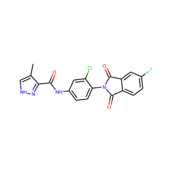 Cc1c[nH]nc1C(=O)Nc1ccc(N2C(=O)c3ccc(F)cc3C2=O)c(Cl)c1 ZINC000653698622