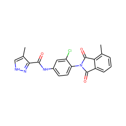 Cc1c[nH]nc1C(=O)Nc1ccc(N2C(=O)c3cccc(C)c3C2=O)c(Cl)c1 ZINC000653708665