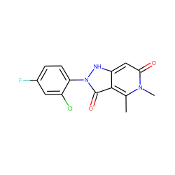 Cc1c2c(=O)n(-c3ccc(F)cc3Cl)[nH]c2cc(=O)n1C ZINC000064447718