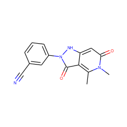 Cc1c2c(=O)n(-c3cccc(C#N)c3)[nH]c2cc(=O)n1C ZINC000064755047