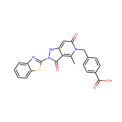 Cc1c2c(=O)n(-c3nc4ccccc4s3)[nH]c2cc(=O)n1Cc1ccc(C(=O)O)cc1 ZINC000009972269