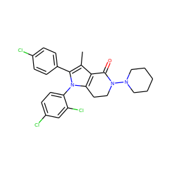 Cc1c2c(n(-c3ccc(Cl)cc3Cl)c1-c1ccc(Cl)cc1)CCN(N1CCCCC1)C2=O ZINC000028706475