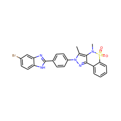 Cc1c2c(nn1-c1ccc(-c3nc4cc(Br)ccc4[nH]3)cc1)-c1ccccc1S(=O)(=O)N2C ZINC000169307433