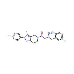 Cc1c2c(nn1-c1ccc(F)cc1)CCN(C(=O)C[C@H](N)Cc1cc(F)ccc1F)C2 ZINC000014948948