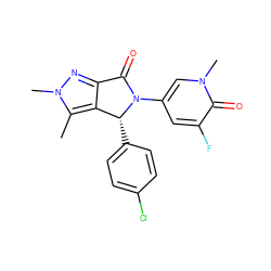 Cc1c2c(nn1C)C(=O)N(c1cc(F)c(=O)n(C)c1)[C@@H]2c1ccc(Cl)cc1 ZINC000220399309