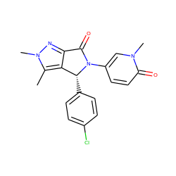 Cc1c2c(nn1C)C(=O)N(c1ccc(=O)n(C)c1)[C@@H]2c1ccc(Cl)cc1 ZINC000261133388