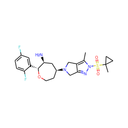 Cc1c2c(nn1S(=O)(=O)C1(C)CC1)CN([C@H]1CCO[C@H](c3cc(F)ccc3F)[C@@H](N)C1)C2 ZINC000144195704