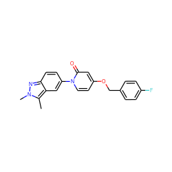 Cc1c2cc(-n3ccc(OCc4ccc(F)cc4)cc3=O)ccc2nn1C ZINC000584622108