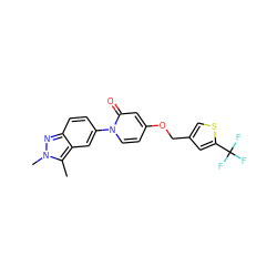 Cc1c2cc(-n3ccc(OCc4csc(C(F)(F)F)c4)cc3=O)ccc2nn1C ZINC000653726439