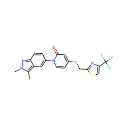 Cc1c2cc(-n3ccc(OCc4nc(C(F)(F)F)cs4)cc3=O)ccc2nn1C ZINC000653715525