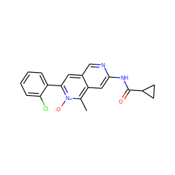 Cc1c2cc(NC(=O)C3CC3)ncc2cc(-c2ccccc2Cl)[n+]1[O-] ZINC000169700084