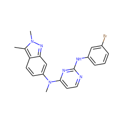 Cc1c2ccc(N(C)c3ccnc(Nc4cccc(Br)c4)n3)cc2nn1C ZINC000103261665