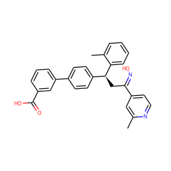 Cc1cc(/C(C[C@@H](c2ccc(-c3cccc(C(=O)O)c3)cc2)c2ccccc2C)=N/O)ccn1 ZINC000096273724