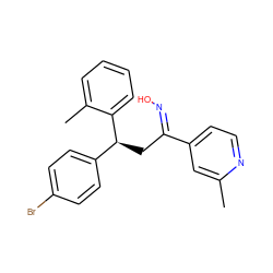 Cc1cc(/C(C[C@@H](c2ccc(Br)cc2)c2ccccc2C)=N/O)ccn1 ZINC000096273732