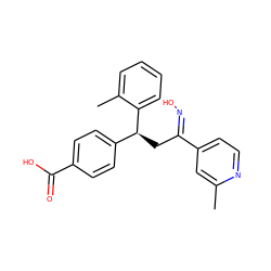 Cc1cc(/C(C[C@@H](c2ccc(C(=O)O)cc2)c2ccccc2C)=N/O)ccn1 ZINC000096273728