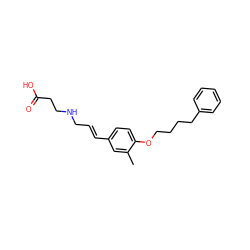 Cc1cc(/C=C/CNCCC(=O)O)ccc1OCCCCc1ccccc1 ZINC000059614810