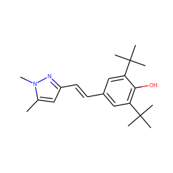 Cc1cc(/C=C/c2cc(C(C)(C)C)c(O)c(C(C)(C)C)c2)nn1C ZINC000013820019