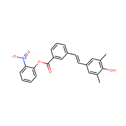 Cc1cc(/C=C/c2cccc(C(=O)Oc3ccccc3[N+](=O)[O-])c2)cc(C)c1O ZINC000058563531