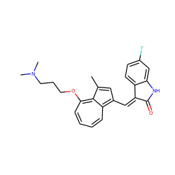 Cc1cc(/C=C2/C(=O)Nc3cc(F)ccc32)c2ccccc(OCCCN(C)C)c1-2 ZINC000064548832