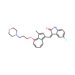 Cc1cc(/C=C2\C(=O)Nc3ccc(F)cc32)c2ccccc(OCCCN3CCOCC3)c1-2 ZINC000064541056