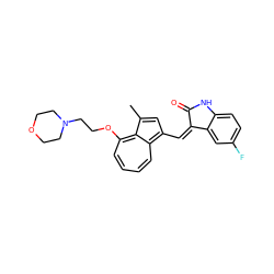 Cc1cc(/C=C2\C(=O)Nc3ccc(F)cc32)c2ccccc(OCCN3CCOCC3)c1-2 ZINC000064539907