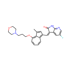 Cc1cc(/C=C2\C(=O)Nc3ncc(F)cc32)c2ccccc(OCCCN3CCOCC3)c1-2 ZINC000064539241