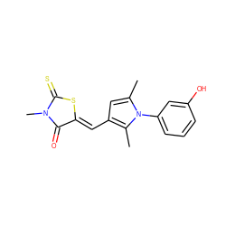 Cc1cc(/C=C2\SC(=S)N(C)C2=O)c(C)n1-c1cccc(O)c1 ZINC000013539835