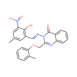 Cc1cc(/C=N/n2c(COc3ccccc3C)nc3ccccc3c2=O)c(O)c([N+](=O)[O-])c1 ZINC000036274493