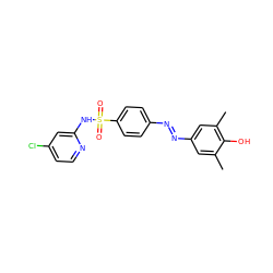 Cc1cc(/N=N/c2ccc(S(=O)(=O)Nc3cc(Cl)ccn3)cc2)cc(C)c1O ZINC000103283673