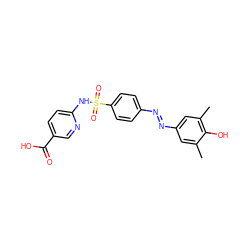 Cc1cc(/N=N/c2ccc(S(=O)(=O)Nc3ccc(C(=O)O)cn3)cc2)cc(C)c1O ZINC000103283675