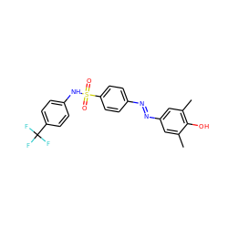 Cc1cc(/N=N/c2ccc(S(=O)(=O)Nc3ccc(C(F)(F)F)cc3)cc2)cc(C)c1O ZINC000103279607