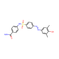 Cc1cc(/N=N/c2ccc(S(=O)(=O)Nc3ccc(C(N)=O)cc3)cc2)cc(C)c1O ZINC000103279613