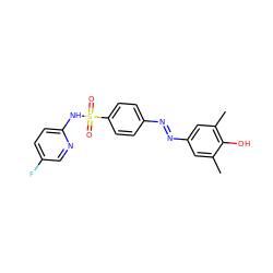 Cc1cc(/N=N/c2ccc(S(=O)(=O)Nc3ccc(F)cn3)cc2)cc(C)c1O ZINC000103283642