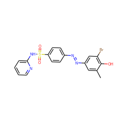 Cc1cc(/N=N/c2ccc(S(=O)(=O)Nc3ccccn3)cc2)cc(Br)c1O ZINC000103283651