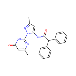 Cc1cc(=O)[nH]c(-n2nc(C)cc2NC(=O)C(c2ccccc2)c2ccccc2)n1 ZINC000007419105