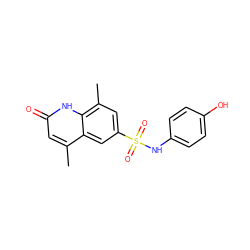 Cc1cc(=O)[nH]c2c(C)cc(S(=O)(=O)Nc3ccc(O)cc3)cc12 ZINC000010274253