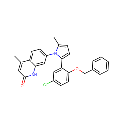 Cc1cc(=O)[nH]c2cc(-n3c(C)ccc3-c3cc(Cl)ccc3OCc3ccccc3)ccc12 ZINC000028822673