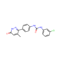 Cc1cc(=O)[nH]nc1-c1ccc(NC(=O)Nc2cccc(Cl)c2)cc1 ZINC000063539928