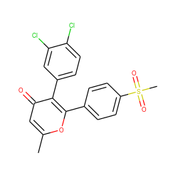 Cc1cc(=O)c(-c2ccc(Cl)c(Cl)c2)c(-c2ccc(S(C)(=O)=O)cc2)o1 ZINC000000588139