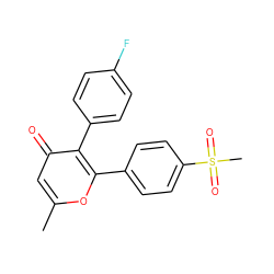 Cc1cc(=O)c(-c2ccc(F)cc2)c(-c2ccc(S(C)(=O)=O)cc2)o1 ZINC000013581171