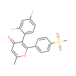 Cc1cc(=O)c(-c2ccc(F)cc2F)c(-c2ccc(S(C)(=O)=O)cc2)o1 ZINC000013581189