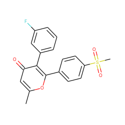 Cc1cc(=O)c(-c2cccc(F)c2)c(-c2ccc(S(C)(=O)=O)cc2)o1 ZINC000013581181