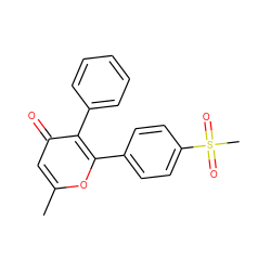 Cc1cc(=O)c(-c2ccccc2)c(-c2ccc(S(C)(=O)=O)cc2)o1 ZINC000013581169