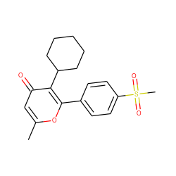 Cc1cc(=O)c(C2CCCCC2)c(-c2ccc(S(C)(=O)=O)cc2)o1 ZINC000013581195