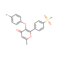 Cc1cc(=O)c(Oc2ccc(Br)cc2)c(-c2ccc(S(C)(=O)=O)cc2)o1 ZINC000013581196